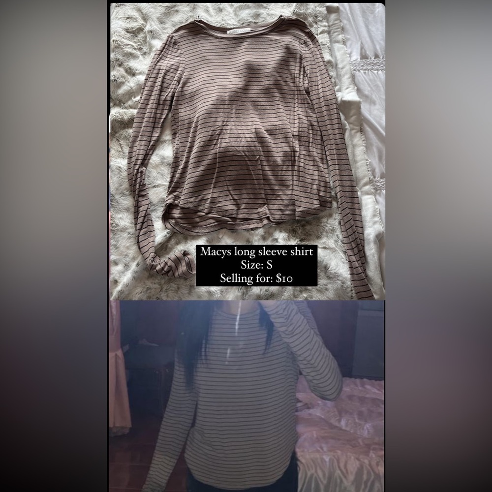 Macys tan striped long sleeve